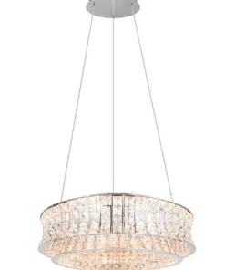 Trio Lighting - 334730106 Κρεμαστό Φωτιστικό LED ZEVION 42W 5000lm CCT Χρώμιο & Κρύσταλλα