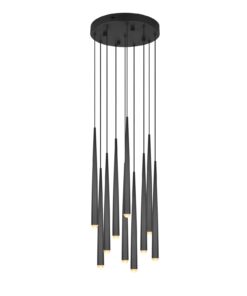 Κρεμαστό Φωτιστικό LED Ροζέτα με 10 Μαύρα Minimal Σποτ Trio Lighting 4500lm Step Dimmable 2300/3000/4000K – 354831032