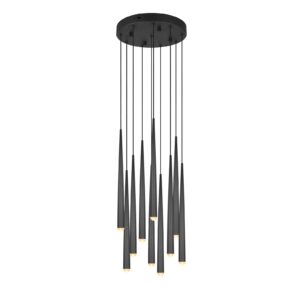 Κρεμαστό Φωτιστικό LED Ροζέτα με 10 Μαύρα Minimal Σποτ Trio Lighting 4500lm Step Dimmable 2300/3000/4000K – 354831032