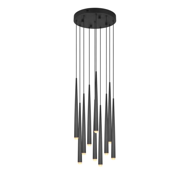 Κρεμαστό Φωτιστικό LED Ροζέτα με 10 Μαύρα Minimal Σποτ Trio Lighting 4500lm Step Dimmable 2300/3000/4000K – 354831032