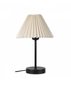 GloboStar® ORACLE 204-0156 Μοντέρνο Eπιτραπέζιο Φωτιστικό Μονόφωτο 1 x E27 IP20 Μαύρο Μέταλλο με Μπεζ Ύφασμα – Μ22 x Π22 x Υ36cm