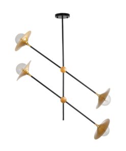 GloboStar® JOLIET 999-0044 Μοντέρνο Φωτιστικό Οροφής Πλέγμα Πολύφωτο 4 x G9 IP20 Μαύρο & Χρυσό Μέταλλο – Μ93 x Π20 x Υ106cm