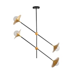 GloboStar® JOLIET 999-0044 Μοντέρνο Φωτιστικό Οροφής Πλέγμα Πολύφωτο 4 x G9 IP20 Μαύρο & Χρυσό Μέταλλο – Μ93 x Π20 x Υ106cm