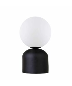 GloboStar® MAGIC 204-0132 Μοντέρνο Eπιτραπέζιο Φωτιστικό Μονόφωτο 1 x E14 IP20 Μαύρο Μέταλλο με Λευκό Γυαλί – Μ13 x Π13 x Υ28cm