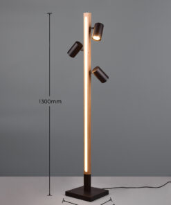 Φωτιστικό Δαπέδου LED 20W 2300lm 3000K με 3xGU10 Σποτ Μαύρο & Ξύλο Trio Lighting – 412510432