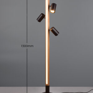 Φωτιστικό Δαπέδου LED 20W 2300lm 3000K με 3xGU10 Σποτ Μαύρο & Ξύλο Trio Lighting – 412510432