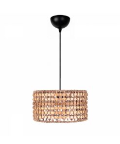 GLOBOSTAR® POMEGRANDE 204-0158 Boho Κρεμαστό Φωτιστικό Οροφής με Ντουί 1 x E27 AC 220-240V IP20 – Μπεζ & Καφέ – Μ30 x Π30 x Υ16cm