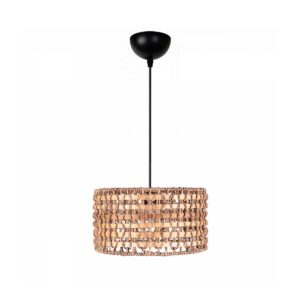 GLOBOSTAR® POMEGRANDE 204-0158 Boho Κρεμαστό Φωτιστικό Οροφής με Ντουί 1 x E27 AC 220-240V IP20 – Μπεζ & Καφέ – Μ30 x Π30 x Υ16cm