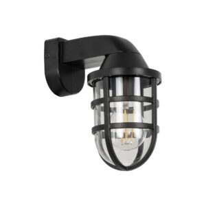 GLOBOSTAR® AGRE 61711 Φωτιστικό Τοίχου – Απλίκα Κήπου με Ντουί 1 x E27 AC 220-240V Αδιάβροχο IP65 – Μάυρο – Μ18 x Π11.5 x Υ22cm