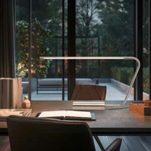 Trio Lighting Επιτραπέζιο Φωτιστικό Γραφείου LED OLEA 6.5W Dimmable 620lm CCT Νίκελ Ματ – 554310107