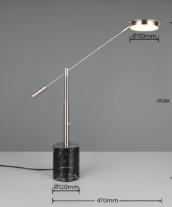 Trio Lighting Επιτραπέζιο Φωτιστικό LED FIORE 10W Dimmable 1200lm CCT Νίκελ Ματ & Μαύρο Μάρμαρο – 554610107