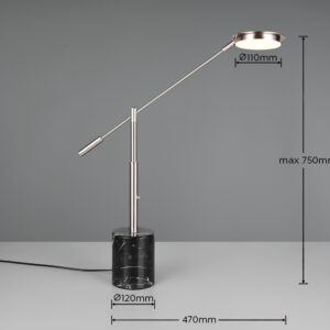 Trio Lighting Επιτραπέζιο Φωτιστικό LED FIORE 10W Dimmable 1200lm CCT Νίκελ Ματ & Μαύρο Μάρμαρο – 554610107