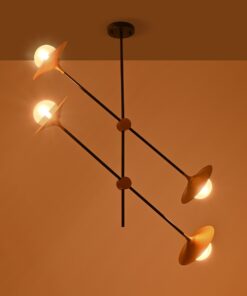 GloboStar® JOLIET 999-0044 Μοντέρνο Φωτιστικό Οροφής Πλέγμα Πολύφωτο 4 x G9 IP20 Μαύρο & Χρυσό Μέταλλο – Μ93 x Π20 x Υ106cm