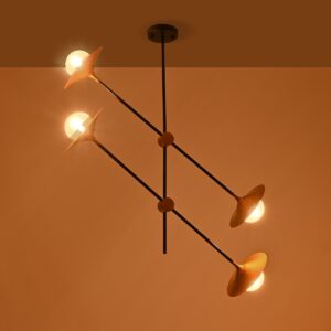 GloboStar® JOLIET 999-0044 Μοντέρνο Φωτιστικό Οροφής Πλέγμα Πολύφωτο 4 x G9 IP20 Μαύρο & Χρυσό Μέταλλο – Μ93 x Π20 x Υ106cm