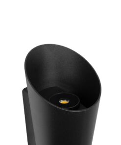 GLOBOSTAR® GANETTI 60671 Μοντέρνο Φωτιστικό Τοίχου – Απλίκα LED 10W 1250lm 60° AC 220-240V Αδιάβροχο IP65 Θερμό Λευκό 2700K – Bridgelux COB Chip & TÜV SÜD Driver – Μαύρο Ματ – Μ9.5 x Π11 x Υ19cm – 5 Χρόνια Εγγύηση