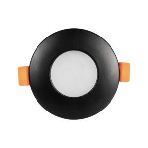 GLOBOSTAR® KAPA 60888 Χωνευτή Στρόγγυλη Βάση Σποτ Οροφής/Μπάνιου για Λάμπα MR16/GU10 Αδιάβροχο IP65 – Μαύρο Αλουμίνιο & Λευκό Γυαλί – Φ8.5 x Υ4.2cm / Q7.5cm