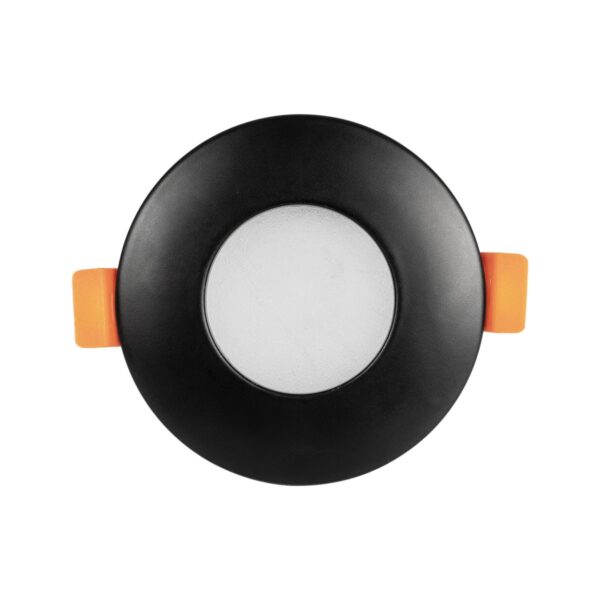 GLOBOSTAR® KAPA 60888 Χωνευτή Στρόγγυλη Βάση Σποτ Οροφής/Μπάνιου για Λάμπα MR16/GU10 Αδιάβροχο IP65 – Μαύρο Αλουμίνιο & Λευκό Γυαλί – Φ8.5 x Υ4.2cm / Q7.5cm