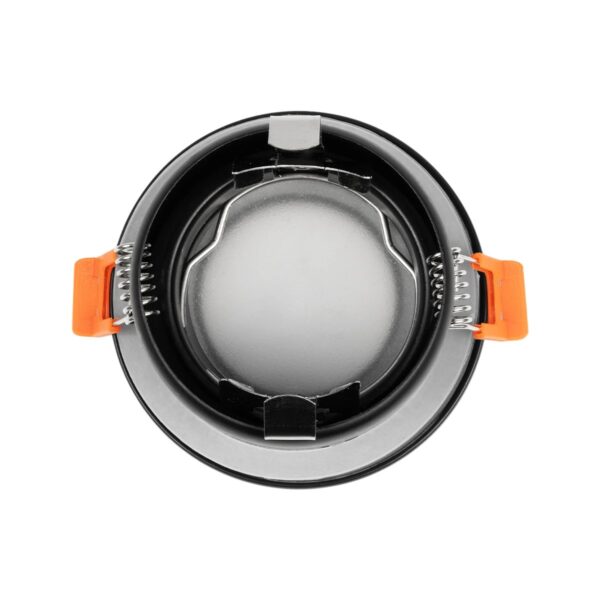 GLOBOSTAR® KAPA 60888 Χωνευτή Στρόγγυλη Βάση Σποτ Οροφής/Μπάνιου για Λάμπα MR16/GU10 Αδιάβροχο IP65 – Μαύρο Αλουμίνιο & Λευκό Γυαλί – Φ8.5 x Υ4.2cm / Q7.5cm
