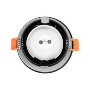 GLOBOSTAR® KAPA 60888 Χωνευτή Στρόγγυλη Βάση Σποτ Οροφής/Μπάνιου για Λάμπα MR16/GU10 Αδιάβροχο IP65 – Μαύρο Αλουμίνιο & Λευκό Γυαλί – Φ8.5 x Υ4.2cm / Q7.5cm