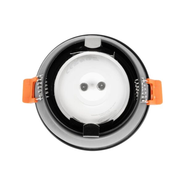 GLOBOSTAR® KAPA 60888 Χωνευτή Στρόγγυλη Βάση Σποτ Οροφής/Μπάνιου για Λάμπα MR16/GU10 Αδιάβροχο IP65 – Μαύρο Αλουμίνιο & Λευκό Γυαλί – Φ8.5 x Υ4.2cm / Q7.5cm