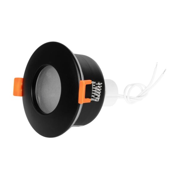 GLOBOSTAR® KAPA 60888 Χωνευτή Στρόγγυλη Βάση Σποτ Οροφής/Μπάνιου για Λάμπα MR16/GU10 Αδιάβροχο IP65 – Μαύρο Αλουμίνιο & Λευκό Γυαλί – Φ8.5 x Υ4.2cm / Q7.5cm