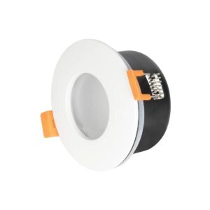 GLOBOSTAR® KAPA 60889 Χωνευτή Στρόγγυλη Βάση Σποτ Οροφής/Μπάνιου για Λάμπα MR16/GU10 Αδιάβροχο IP65 – Λευκό Αλουμίνιο & Λευκό Γυαλί – Φ8.5 x Υ4.2cm / Q7.5cm