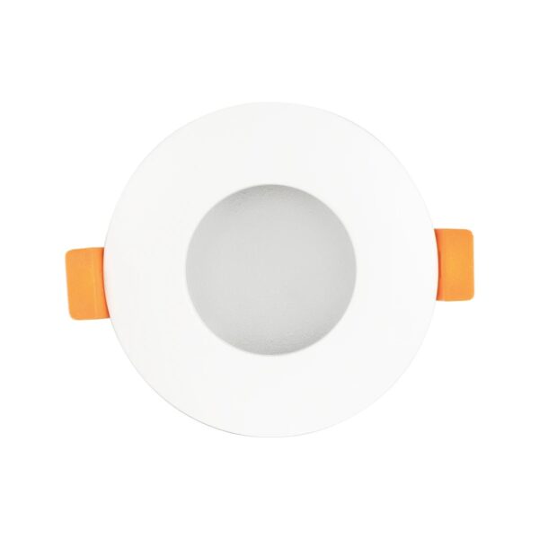 GLOBOSTAR® KAPA 60889 Χωνευτή Στρόγγυλη Βάση Σποτ Οροφής/Μπάνιου για Λάμπα MR16/GU10 Αδιάβροχο IP65 – Λευκό Αλουμίνιο & Λευκό Γυαλί – Φ8.5 x Υ4.2cm / Q7.5cm