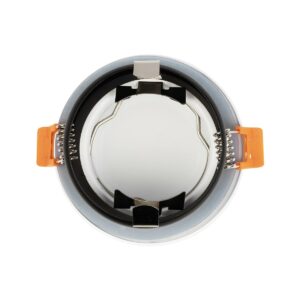 GLOBOSTAR® KAPA 60889 Χωνευτή Στρόγγυλη Βάση Σποτ Οροφής/Μπάνιου για Λάμπα MR16/GU10 Αδιάβροχο IP65 – Λευκό Αλουμίνιο & Λευκό Γυαλί – Φ8.5 x Υ4.2cm / Q7.5cm