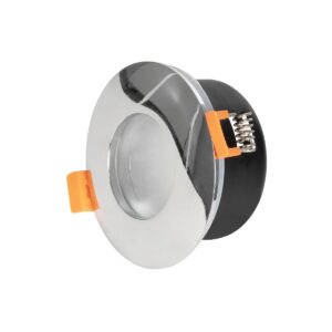 GLOBOSTAR® KAPA 60890 Χωνευτή Στρόγγυλη Βάση Σποτ Οροφής/Μπάνιου για Λάμπα MR16/GU10 Αδιάβροχο IP65 – Νίκελ Βούρτσας Αλουμίνιο & Λευκό Γυαλί – Φ8.5 x Υ4.2cm / Q7.5cm