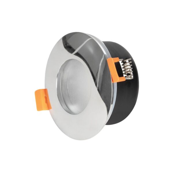 GLOBOSTAR® KAPA 60890 Χωνευτή Στρόγγυλη Βάση Σποτ Οροφής/Μπάνιου για Λάμπα MR16/GU10 Αδιάβροχο IP65 – Νίκελ Βούρτσας Αλουμίνιο & Λευκό Γυαλί – Φ8.5 x Υ4.2cm / Q7.5cm