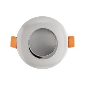 GLOBOSTAR® KAPA 60890 Χωνευτή Στρόγγυλη Βάση Σποτ Οροφής/Μπάνιου για Λάμπα MR16/GU10 Αδιάβροχο IP65 – Νίκελ Βούρτσας Αλουμίνιο & Λευκό Γυαλί – Φ8.5 x Υ4.2cm / Q7.5cm