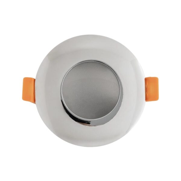 GLOBOSTAR® KAPA 60890 Χωνευτή Στρόγγυλη Βάση Σποτ Οροφής/Μπάνιου για Λάμπα MR16/GU10 Αδιάβροχο IP65 – Νίκελ Βούρτσας Αλουμίνιο & Λευκό Γυαλί – Φ8.5 x Υ4.2cm / Q7.5cm