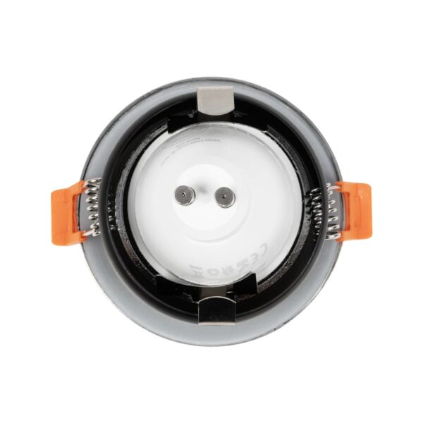 GLOBOSTAR® KAPA 60890 Χωνευτή Στρόγγυλη Βάση Σποτ Οροφής/Μπάνιου για Λάμπα MR16/GU10 Αδιάβροχο IP65 – Νίκελ Βούρτσας Αλουμίνιο & Λευκό Γυαλί – Φ8.5 x Υ4.2cm / Q7.5cm