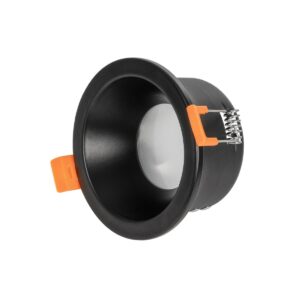GLOBOSTAR® SIGMA 60891 Χωνευτή Στρόγγυλη Βάση Σποτ Οροφής/Μπάνιου για Λάμπα MR16/GU10 Αδιάβροχο IP65 – Μαύρο Αλουμίνιο & Λευκό Γυαλί – Φ8.5 x Υ4.4cm / Q7.5cm