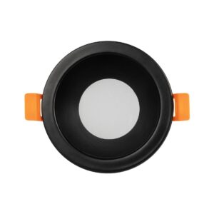 GLOBOSTAR® SIGMA 60891 Χωνευτή Στρόγγυλη Βάση Σποτ Οροφής/Μπάνιου για Λάμπα MR16/GU10 Αδιάβροχο IP65 – Μαύρο Αλουμίνιο & Λευκό Γυαλί – Φ8.5 x Υ4.4cm / Q7.5cm
