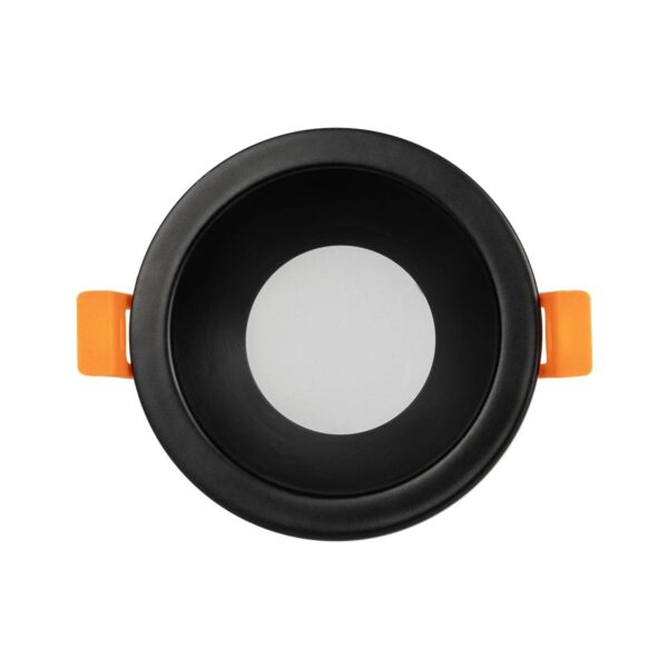GLOBOSTAR® SIGMA 60891 Χωνευτή Στρόγγυλη Βάση Σποτ Οροφής/Μπάνιου για Λάμπα MR16/GU10 Αδιάβροχο IP65 – Μαύρο Αλουμίνιο & Λευκό Γυαλί – Φ8.5 x Υ4.4cm / Q7.5cm