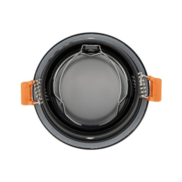 GLOBOSTAR® SIGMA 60891 Χωνευτή Στρόγγυλη Βάση Σποτ Οροφής/Μπάνιου για Λάμπα MR16/GU10 Αδιάβροχο IP65 – Μαύρο Αλουμίνιο & Λευκό Γυαλί – Φ8.5 x Υ4.4cm / Q7.5cm