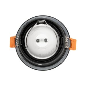 GLOBOSTAR® SIGMA 60891 Χωνευτή Στρόγγυλη Βάση Σποτ Οροφής/Μπάνιου για Λάμπα MR16/GU10 Αδιάβροχο IP65 – Μαύρο Αλουμίνιο & Λευκό Γυαλί – Φ8.5 x Υ4.4cm / Q7.5cm