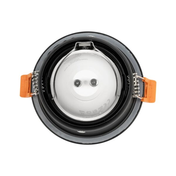 GLOBOSTAR® SIGMA 60891 Χωνευτή Στρόγγυλη Βάση Σποτ Οροφής/Μπάνιου για Λάμπα MR16/GU10 Αδιάβροχο IP65 – Μαύρο Αλουμίνιο & Λευκό Γυαλί – Φ8.5 x Υ4.4cm / Q7.5cm