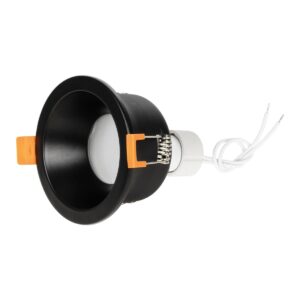 GLOBOSTAR® SIGMA 60891 Χωνευτή Στρόγγυλη Βάση Σποτ Οροφής/Μπάνιου για Λάμπα MR16/GU10 Αδιάβροχο IP65 – Μαύρο Αλουμίνιο & Λευκό Γυαλί – Φ8.5 x Υ4.4cm / Q7.5cm