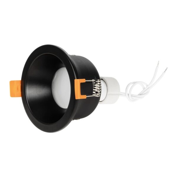 GLOBOSTAR® SIGMA 60891 Χωνευτή Στρόγγυλη Βάση Σποτ Οροφής/Μπάνιου για Λάμπα MR16/GU10 Αδιάβροχο IP65 – Μαύρο Αλουμίνιο & Λευκό Γυαλί – Φ8.5 x Υ4.4cm / Q7.5cm