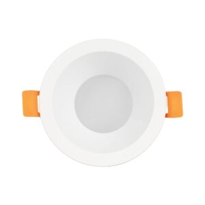 GLOBOSTAR® SIGMA 60892 Χωνευτή Στρόγγυλη Βάση Σποτ Οροφής/Μπάνιου για Λάμπα MR16/GU10 Αδιάβροχο IP65 – Λευκό Αλουμίνιο & Λευκό Γυαλί – Φ8.5 x Υ4.4cm / Q7.5cm