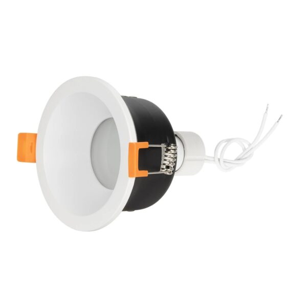 GLOBOSTAR® SIGMA 60892 Χωνευτή Στρόγγυλη Βάση Σποτ Οροφής/Μπάνιου για Λάμπα MR16/GU10 Αδιάβροχο IP65 – Λευκό Αλουμίνιο & Λευκό Γυαλί – Φ8.5 x Υ4.4cm / Q7.5cm