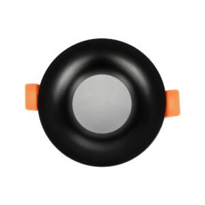 GLOBOSTAR® LAMDA 60893 Χωνευτή Στρόγγυλη Βάση Σποτ Οροφής/Μπάνιου για Λάμπα MR16/GU10 Αδιάβροχο IP65 – Μαύρο Αλουμίνιο & Λευκό Γυαλί – Φ8.5 x Υ3.5cm / Q7.5cm
