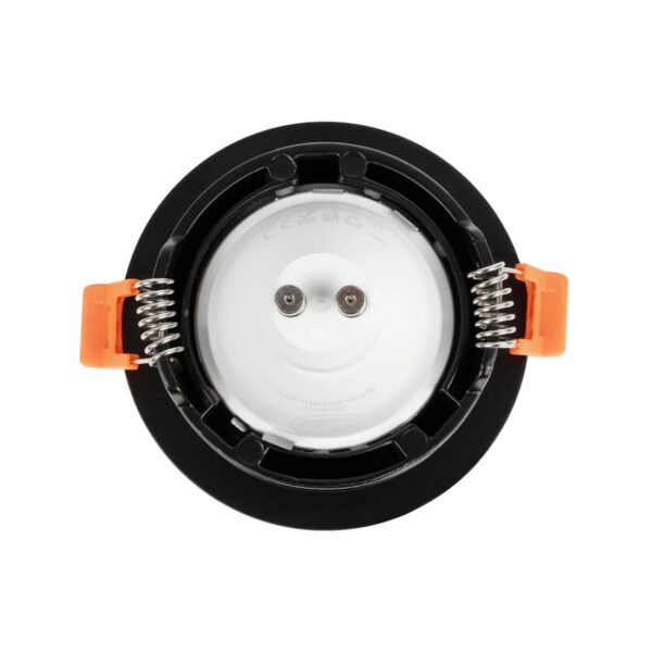 GLOBOSTAR® LAMDA 60893 Χωνευτή Στρόγγυλη Βάση Σποτ Οροφής/Μπάνιου για Λάμπα MR16/GU10 Αδιάβροχο IP65 – Μαύρο Αλουμίνιο & Λευκό Γυαλί – Φ8.5 x Υ3.5cm / Q7.5cm