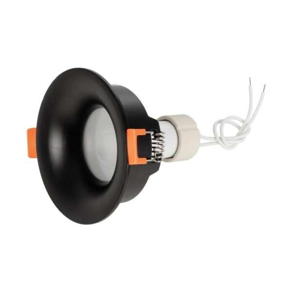 GLOBOSTAR® LAMDA 60893 Χωνευτή Στρόγγυλη Βάση Σποτ Οροφής/Μπάνιου για Λάμπα MR16/GU10 Αδιάβροχο IP65 – Μαύρο Αλουμίνιο & Λευκό Γυαλί – Φ8.5 x Υ3.5cm / Q7.5cm