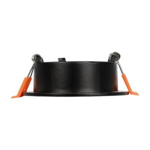 GLOBOSTAR® LAMDA 60893 Χωνευτή Στρόγγυλη Βάση Σποτ Οροφής/Μπάνιου για Λάμπα MR16/GU10 Αδιάβροχο IP65 – Μαύρο Αλουμίνιο & Λευκό Γυαλί – Φ8.5 x Υ3.5cm / Q7.5cm