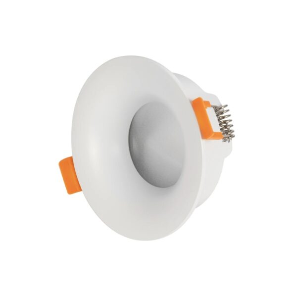 GLOBOSTAR® LAMDA 60894 Χωνευτή Στρόγγυλη Βάση Σποτ Οροφής/Μπάνιου για Λάμπα MR16/GU10 Αδιάβροχο IP65 – Λευκό Αλουμίνιο & Λευκό Γυαλί – Φ8.5 x Υ3.5cm / Q7.5cm