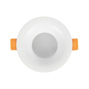 GLOBOSTAR® LAMDA 60894 Χωνευτή Στρόγγυλη Βάση Σποτ Οροφής/Μπάνιου για Λάμπα MR16/GU10 Αδιάβροχο IP65 – Λευκό Αλουμίνιο & Λευκό Γυαλί – Φ8.5 x Υ3.5cm / Q7.5cm