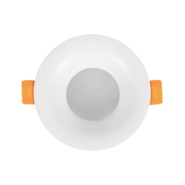GLOBOSTAR® LAMDA 60894 Χωνευτή Στρόγγυλη Βάση Σποτ Οροφής/Μπάνιου για Λάμπα MR16/GU10 Αδιάβροχο IP65 – Λευκό Αλουμίνιο & Λευκό Γυαλί – Φ8.5 x Υ3.5cm / Q7.5cm